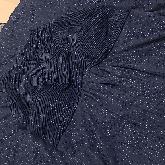 NWOT DB Studio Navy and Silver Glitter High Neck Maxi Gown - Picture 16 of 16